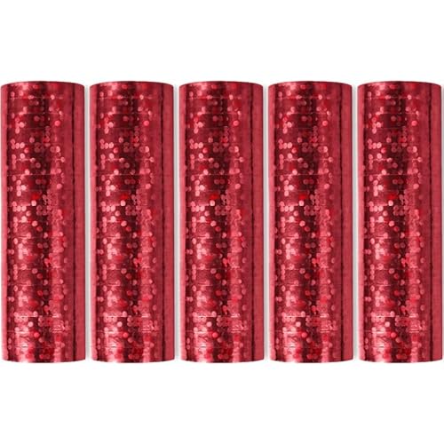 Luftschlangen Papier bunt Party Deko Geburtstag Hochzeit Set holografisch, Stück:5 Stück, Luftschlangen:Rot holografisch metallic von Playflip