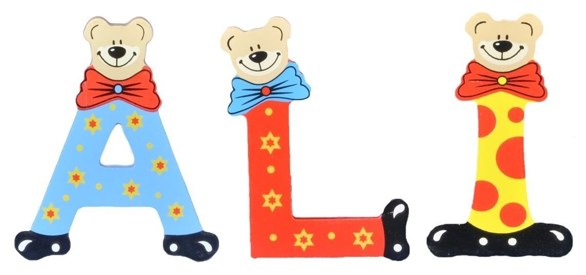 Playshoes Deko-Buchstaben (Set, 3 St), Kinder Holz-Buchstaben Namen-Set "ALI" in bunten Farben von Playshoes