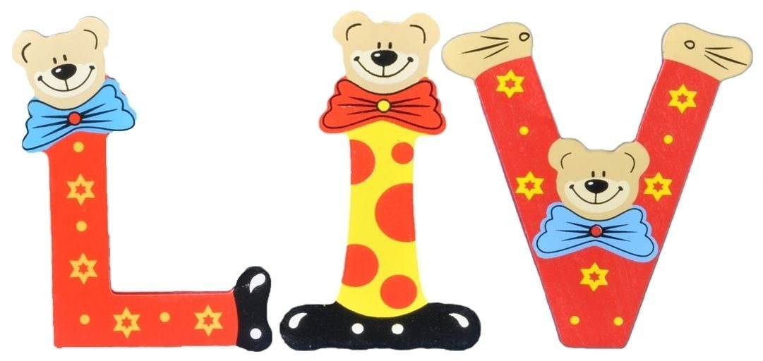 Playshoes Deko-Buchstaben (Set, 3 St), Kinder Holz-Buchstaben Namen-Set "LIV" in bunten Farben von Playshoes