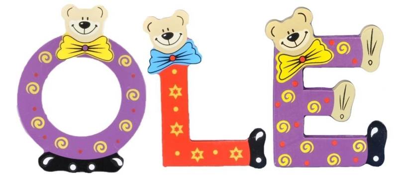 Playshoes Deko-Buchstaben (Set, 3 St), Kinder Holz-Buchstaben Namen-Set "OLE" in bunten Farben von Playshoes
