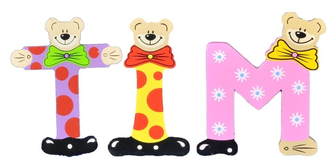 Playshoes Deko-Buchstaben (Set, 3 St), Kinder Holz-Buchstaben Namen-Set "TIM" in bunten Farben von Playshoes