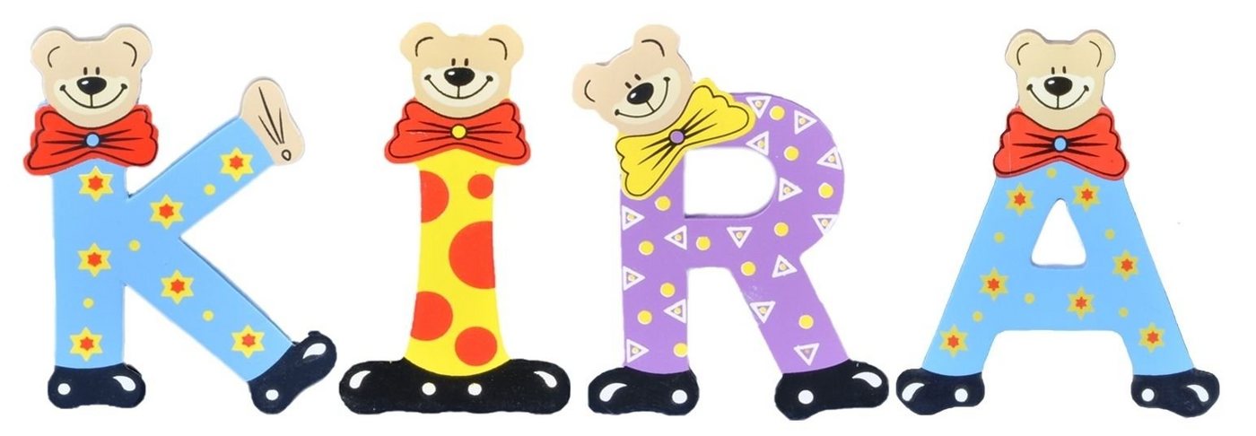 Playshoes Deko-Buchstaben (Set, 4 St), Kinder Holz-Buchstaben Namen-Set "KIRA" in bunten Farben von Playshoes