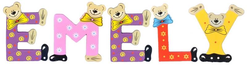 Playshoes Deko-Buchstaben (Set, 5 St), Kinder Holz-Buchstaben Namen-Set "EMELY" in bunten Farben von Playshoes