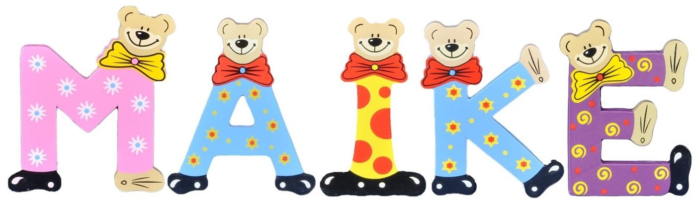 Playshoes Deko-Buchstaben (Set, 5 St), Kinder Holz-Buchstaben Namen-Set, MAIKE - sortiert von Playshoes