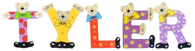 Playshoes Deko-Buchstaben (Set, 5 St), Kinder Holz-Buchstaben Namen-Set "TYLER" in bunten Farben von Playshoes
