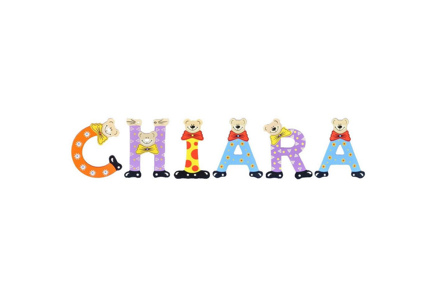 Playshoes Deko-Buchstaben (Set, 6 St), Kinder Holz-Buchstaben Namen-Set "CHIARA" in bunten Farben von Playshoes