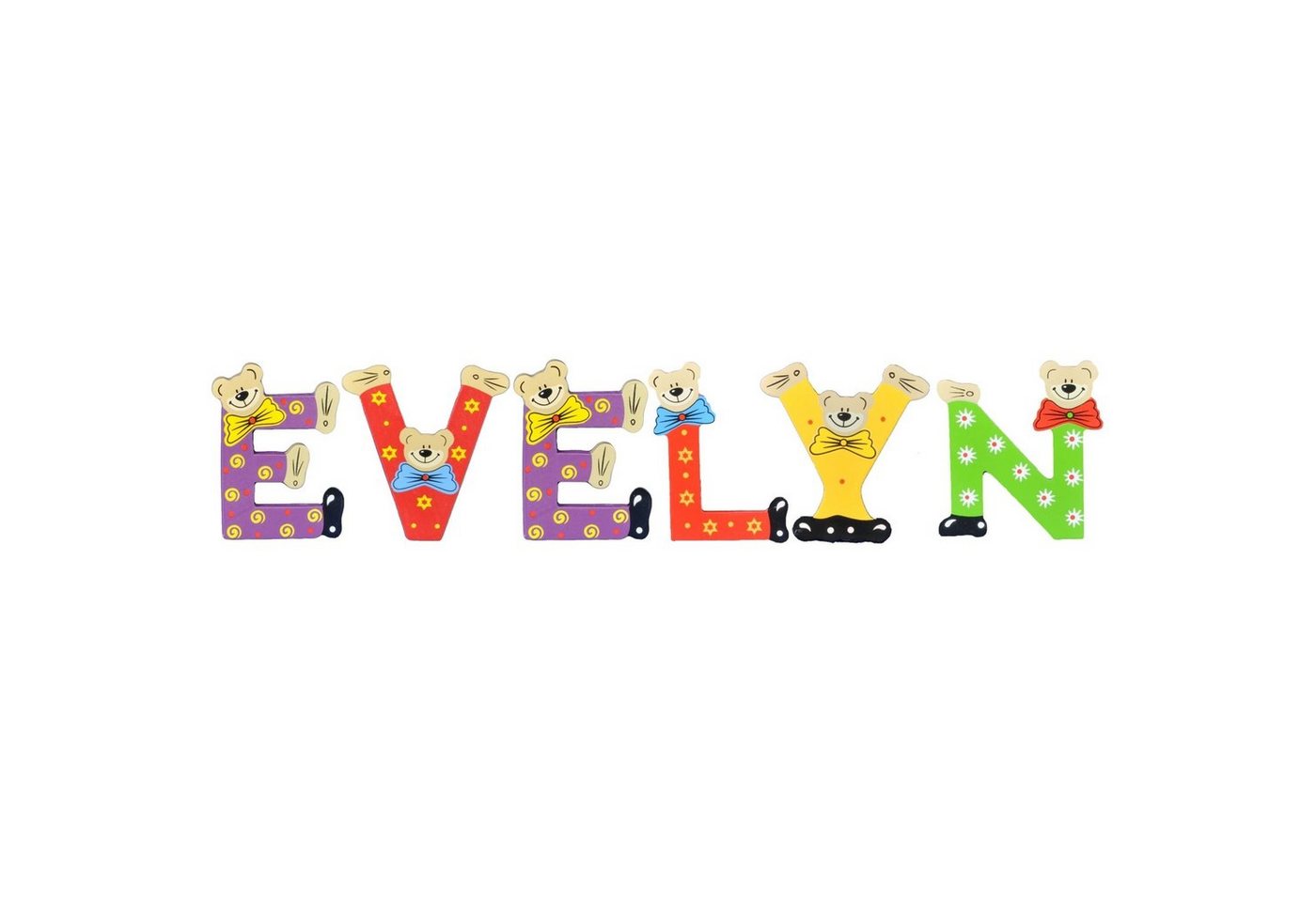 Playshoes Deko-Buchstaben (Set, 6 St), Kinder Holz-Buchstaben Namen-Set, EVELYN - sortiert von Playshoes
