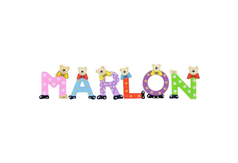 Playshoes Deko-Buchstaben (Set, 6 St), Kinder Holz-Buchstaben Namen-Set "MARLON" in bunten Farben von Playshoes