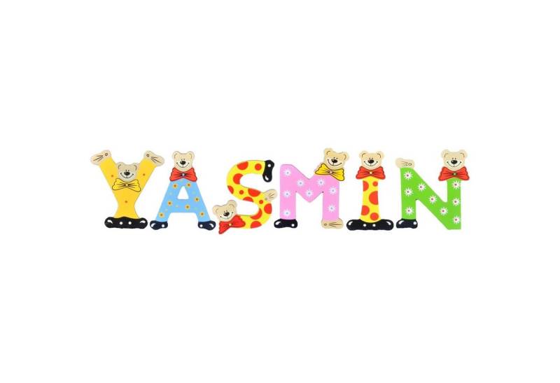 Playshoes Deko-Buchstaben (Set, 6 St), Kinder Holz-Buchstaben Namen-Set "YASMIN" in bunten Farben von Playshoes