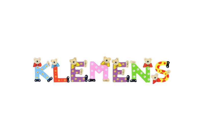 Playshoes Deko-Buchstaben (Set, 7 St), Kinder Holz-Buchstaben Namen-Set "KLEMENS" in bunten Farben von Playshoes