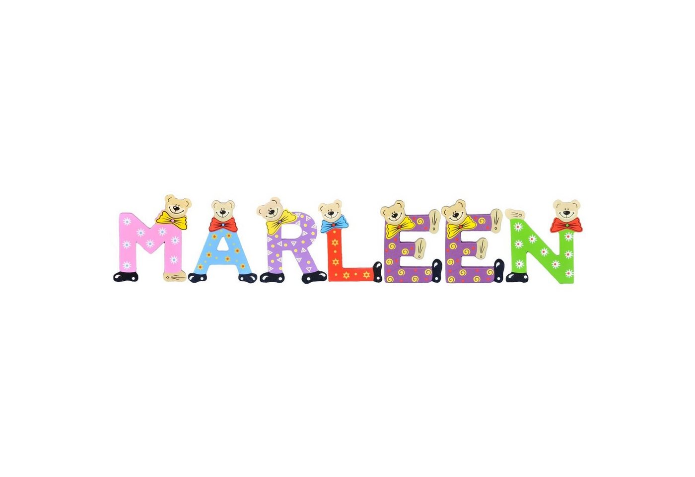 Playshoes Deko-Buchstaben (Set, 7 St), Kinder Holz-Buchstaben Namen-Set "MARLEEN" in bunten Farben von Playshoes