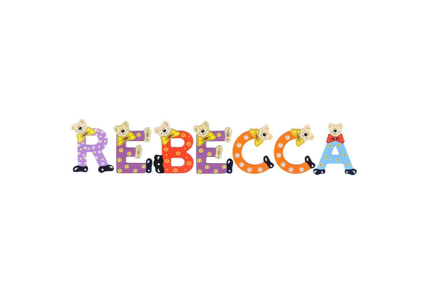Playshoes Deko-Buchstaben (Set, 7 St), Kinder Holz-Buchstaben Namen-Set "REBECCA" in bunten Farben von Playshoes