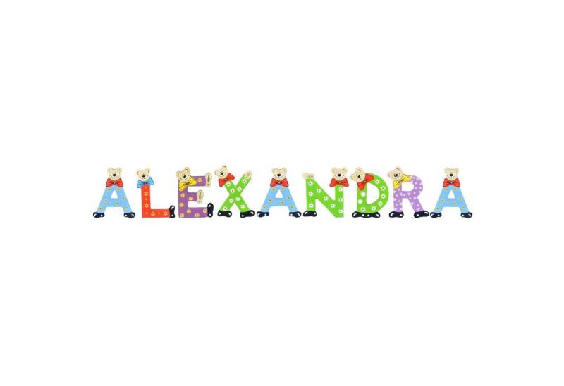 Playshoes Deko-Buchstaben (Set, 9 St), Kinder Holz-Buchstaben Namen-Set "ALEXANDRA" in bunten Farben von Playshoes