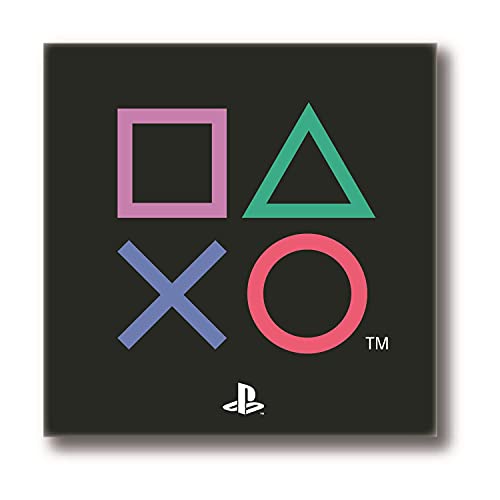 PlayStation Quadratischer Teppich – Playstation Controller Icons Design – Offizielles Sony Playstation Produkt – Schlafzimmerteppich, schwarz, 80 x 80 cm von Playstation