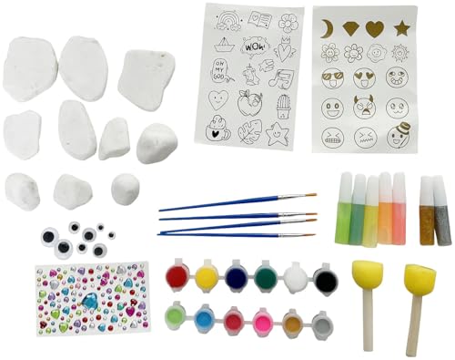 Playtastic Rock-Malset: Steine-Malset mit 10 Steinen und Nachtleuchtfarben (Kieselstein, Steinmalerei-Set) von Playtastic