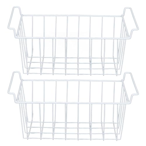 2 Stück Truhen-Gefrierschrank-Organizer, Tiefkühlschrank, Kühlschrankkorb, Gefrierschrank, Draht-Aufbewahrungskorb, Organizer, Behälter Zum Aufhängen, Metallregal(L 42.5cm X W 24.5cm X H 20cm) von Plcnn