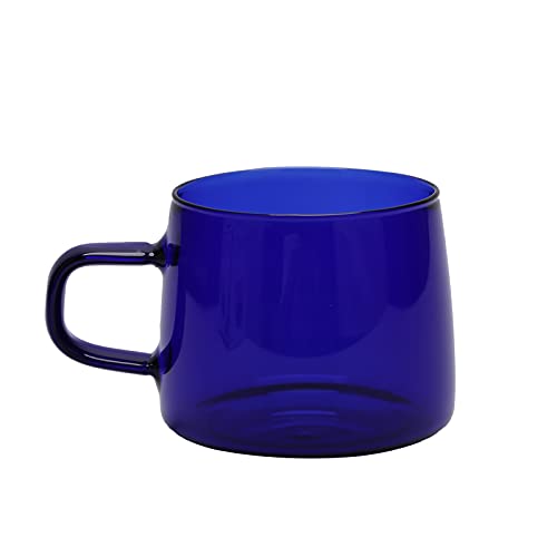 350 Ml Kaffeetassen aus Farbigem Glas, Kaffeetassen aus Glas, Kristallkaffeetasse mit Henkel für Heißen oder Kalten Latte(Blau) von Plcnn