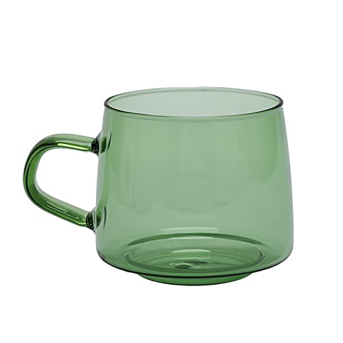 350 Ml Kaffeetassen aus Farbigem Glas, Kaffeetassen aus Glas, Kristallkaffeetasse mit Henkel für Heißen oder Kalten Latte(Grün) von Plcnn