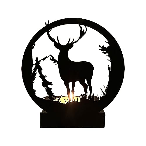 Plcnn Rentier-Teelichthalter, Dekorative Metall-Hirsch-Teelichthalter, Weihnachts-Rentier-Kerzenhalter, Tischdekoration, Bauernhaus-Kaminsims, Hirsch-Geschenk für Weihnachten(#1) von Plcnn