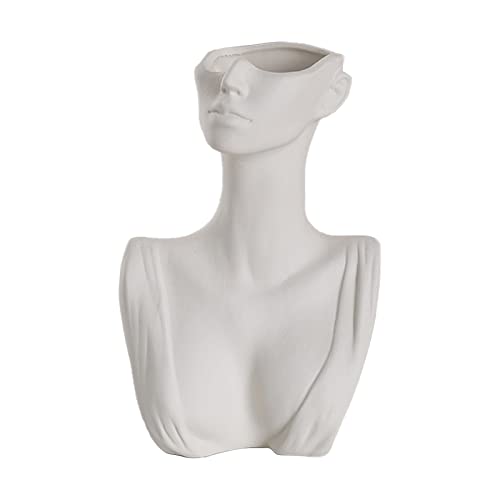 Plcnn, Vase in Form eines weiblichen Gesichts, Keramikvase im Stil der Körperkunst, moderne Skulptur, Blumenvase für Tisch, Mittelstück, Hochzeit, Büro, Küche, Wohndekoration von Plcnn