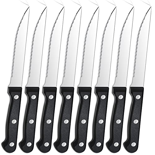 Steakmesser Set, Pleafind Steakmesser 8 teiliges, Edelstahl Steakmesser set, Scharfes Steakmesserset mit Wellenschliff,Steakmesser-Set, Tafelmesser, Tischmesser, Küchen-Steakbesteck, spülmaschinenfest von Pleafind