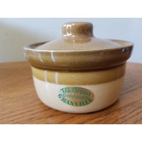 Jahrgang Tg Grün Granville Braun Band Keramik Topf Mit Deckel, Ofengeschirr von PleasantStreetPicker