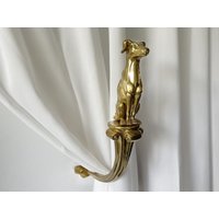 Hund Messing Gardinenhalter, Messinghaken, Gardinenstecker, Messingschirme von PleasantValleyDecor