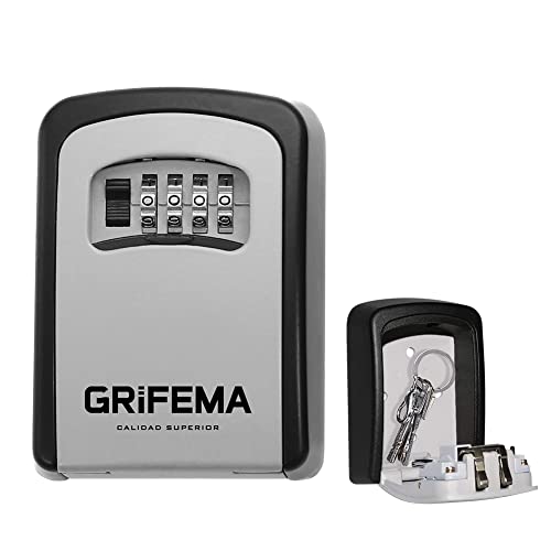 GRIFEMA Schlüsseltresor Wandmontage Wetterfest - Schlüsselsafe 4 Stellig, Schlüsselbox mit Code, Schlüsselkasten mit Zahlencode Robust, Sicher, Schlüsselversteck für Schlüssel Türkarte, Zinklegierung von GRIFEMA