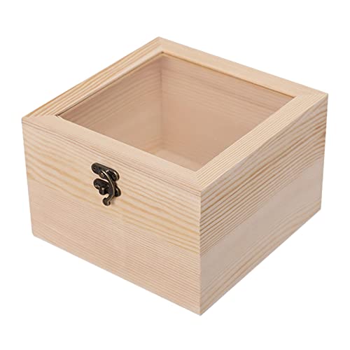 Pleayietoopiatiey Holzkiste Schmuckvitrine Aufbewahrungsbox mit Glasdeckel 18 x 18 x 12 cm, 18 x 18 x 12 cm von Pleayietoopiatiey