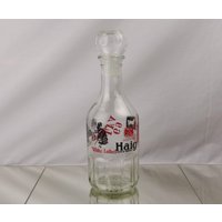 Mid Century Pressglas Whisky Dekanter Transfer Markenetiketten White Label, Haig, Black & White, Horse. Adwareex-Zustand Mid Century Pressglas Whisky Dekanter Transfer Markenetiketten White Label, Haig, Black & White, Horse. Adwareex-Zustand von Plenishin