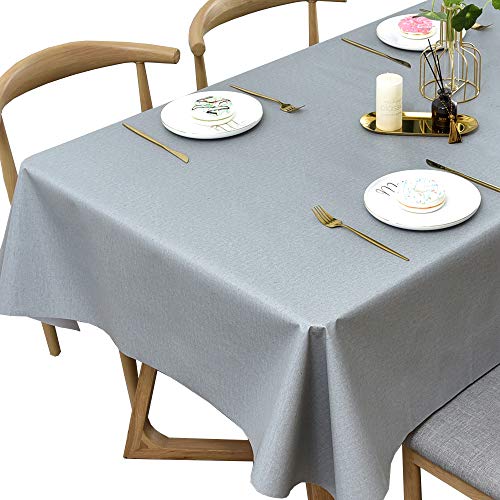 Plenmor Wachstuchtischdecke Grau Plastik Tischdecke Wetterfest, Wachstischdecke Table Cloth Waterproof Wachstuch Tischdecke Rechteckig Outdoor 137 x 137 cm von Plenmor