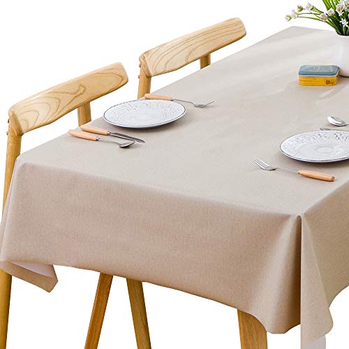 Plenmor PVC Tischdecke Rechteckig für Küche Esstisch Kunststoff Wischtuchreinigung Tischdecke für Indoor Outdoor (137 x 200 cm, UK-Beige) von Plenmor