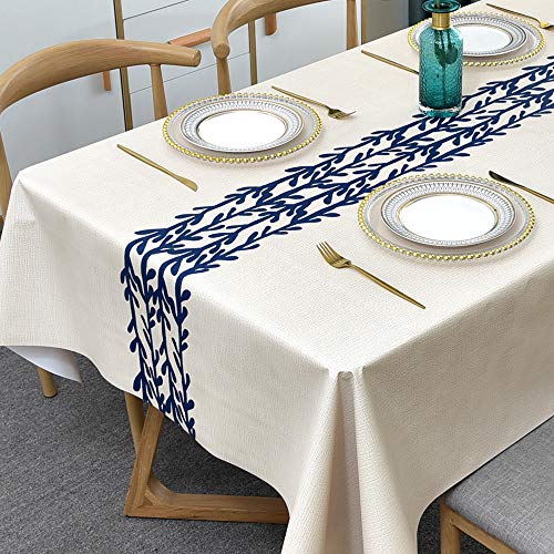 Plenmor Wachstuchtischdecke Plastik Tischdecke Wetterfest, Wachstischdecke Table Cloth Waterproof Wachstuch Tischdecke Rechteckig für Küchen, Party, Tischtuch Outdoor(0-Rattan, 137 x 215 cm) von Plenmor