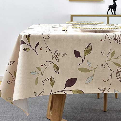 Plenmor Wachstuchtischdecke PVC Tischdecke Plastik Tischdecke Outdoor, Table Cloth Waterproof Abwischbare Tischtuch Dining Table Cover (Herbstblätter, 137 x 137 cm) von Plenmor