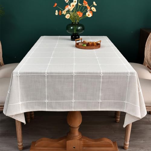 Plenmor Tischdecke für Quadratische Tische Natürliche Tischdecke für den Außenbereich, Baumwollleinen, Stofftischdecke für Küche Garten (A-Beige, 135 x 135 cm), TB-002 von Plenmor