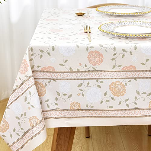 Plenmor Wachstuchtischdecke Plastik Tischdecke Wetterfest, Wachstischdecke Table Cloth Waterproof Wachstuch Tischdecke Quadratisch für Küche, Party, Tischtuch Outdoor (Rosen, 137 x 137 cm) von Plenmor