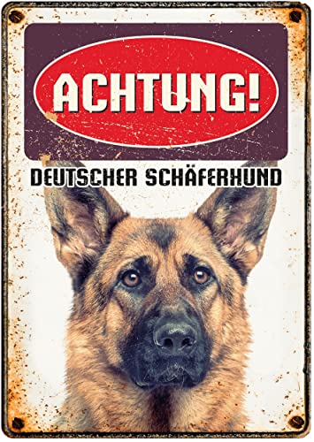 Plenty Gifts Metallschild Vintage Achtung Deutscher Schaferhund von Plenty Gifts