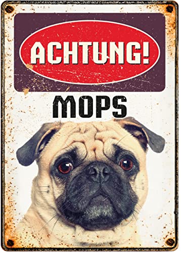 Plenty Gifts Metallschild Vintage Achtung Mops von Plenty Gifts