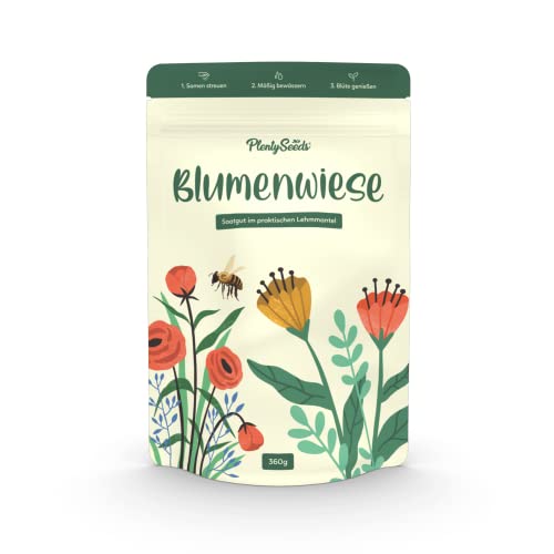 PlentySeeds Blumenwiese Samen im Lehmmantel (360g): Blumenmischung ohne Aufwand, einfach streuen! von PlentySeeds