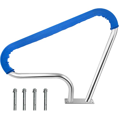 Pool Handlauf Geländer Edelstahl 304, 98 * 81cm Schwimmbad Haltegriff Mit Blauer Griffabdeckung 150KG Tragfähigkeit, Rostfrei Humanisierte Pooltreppe Handläufe (Size : 1 Pack) von Plerile