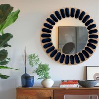 Kunstspiegel | Moderner Wandspiegel Aus Holz Stilvolle Wanddekoration Für Jeden Raum Handgefertigter Spiegel Und Textil Rustikaler Wandbehang von PletoStudio