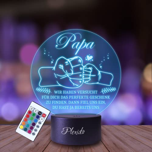 Plexido Nachtlicht Geschenke für Freundin Papa Vater Personalisiert Graveur 3D Illusion Lampe LED Licht Witziges Geburtstagsgeschenk für Freundin Schwester Frauen Papa, Muttertagsgeschenk Freundinnen von Plexido