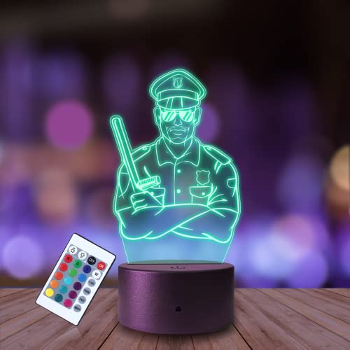 Plexido Nachtlicht Polizist Polizei Leibwächter Illusion Lampe 3D Nachttischlampe Geschenk für Kinder Personalisiert Graveur Weltraum Kinderzimmer LED Licht Fernbedienung 16 Farbwechsel Wohnzimmer Plexido Nachtlicht Polizist Polizei Leibwächter Illusion Lampe 3D Nachttischlampe Geschenk für Kinder Personalisiert Graveur Weltraum Kinderzimmer LED Licht Fernbedienung 16 Farbwechsel Wohnzimmer von Plexido