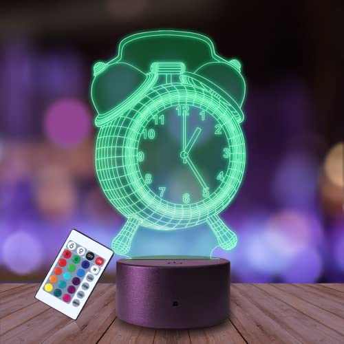 Plexido Nachtlicht Zeit Uhr Uhrmacher Betrachten Illusion Lampe 3D Nachttischlampe Geschenk für Kinder Personalisiert Graveur Weltraum Kinderzimmer LED Licht Fernbedienung 16 Farbwechsel Wohnzimmer von Plexido