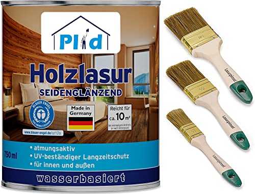 PLID® Holzlasur Innen & Aussen Palisander 0,75L - Holzschutzlasur Außen mit UV beständigem Langzeitschutz- Grundierung Holz Außen - Holzschutzgel - Holz Lasur atmungsaktiv - Made in Germany Set von Plid