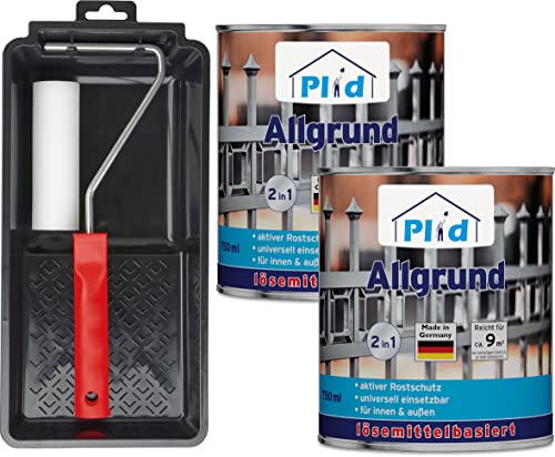 Plid® Allgrund weiß - Spezialgrundierung & universell anwendbar - überlackierbar - aktive Rostschutzpigmenten - schnelltrocknend - wetterbeständig - für innen & außen - Made in Germany 1,5l Set von Plid