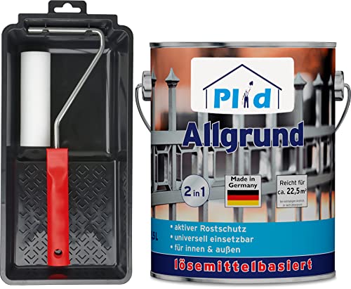 Plid® Allgrund weiß - Spezialgrundierung & universell anwendbar - überlackierbar - aktive Rostschutzpigmenten - schnelltrocknend - wetterbeständig - für innen & außen - Made in Germany 2,5l Sett von Plid