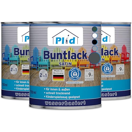 Plid® Buntlack Außen 2.25l - Anthrazitgrau - Holzfarbe außen & innen - Holzlack Außen wetterfest - Holzschutzfarbe Aussen & Innen - Wetterschutzfarbe Holz Außen - Holzlasur - Farbe für Holz Außen von Plid