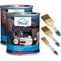 Bootslack 1,5L Farblos für ca. 16m² + Pinselset 3-tlg/ Klarlack Holz Schiffslack von Plid