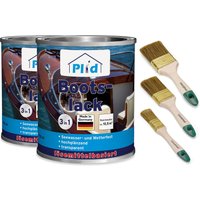 Bootslack 5L Farblos für ca. 50m² + Pinselset 3-tlg/ Klarlack Holz Schiffslack von Plid